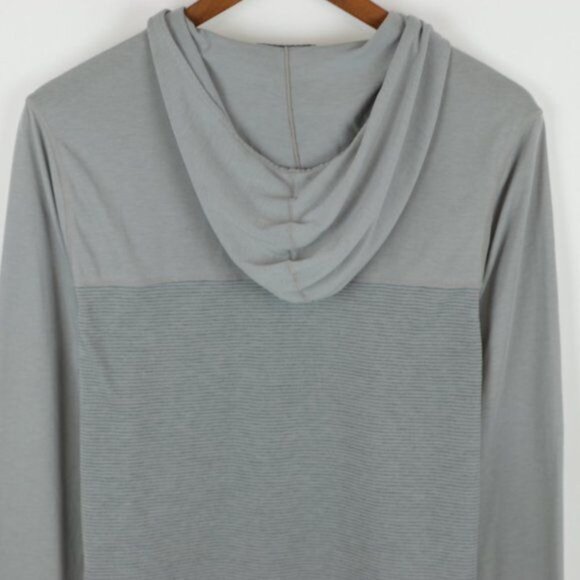 Prana Milo Men's Small Gray Striped Cotton Blend Hooded Long Sleeve Pocket Tee - Picture 5 of 8
